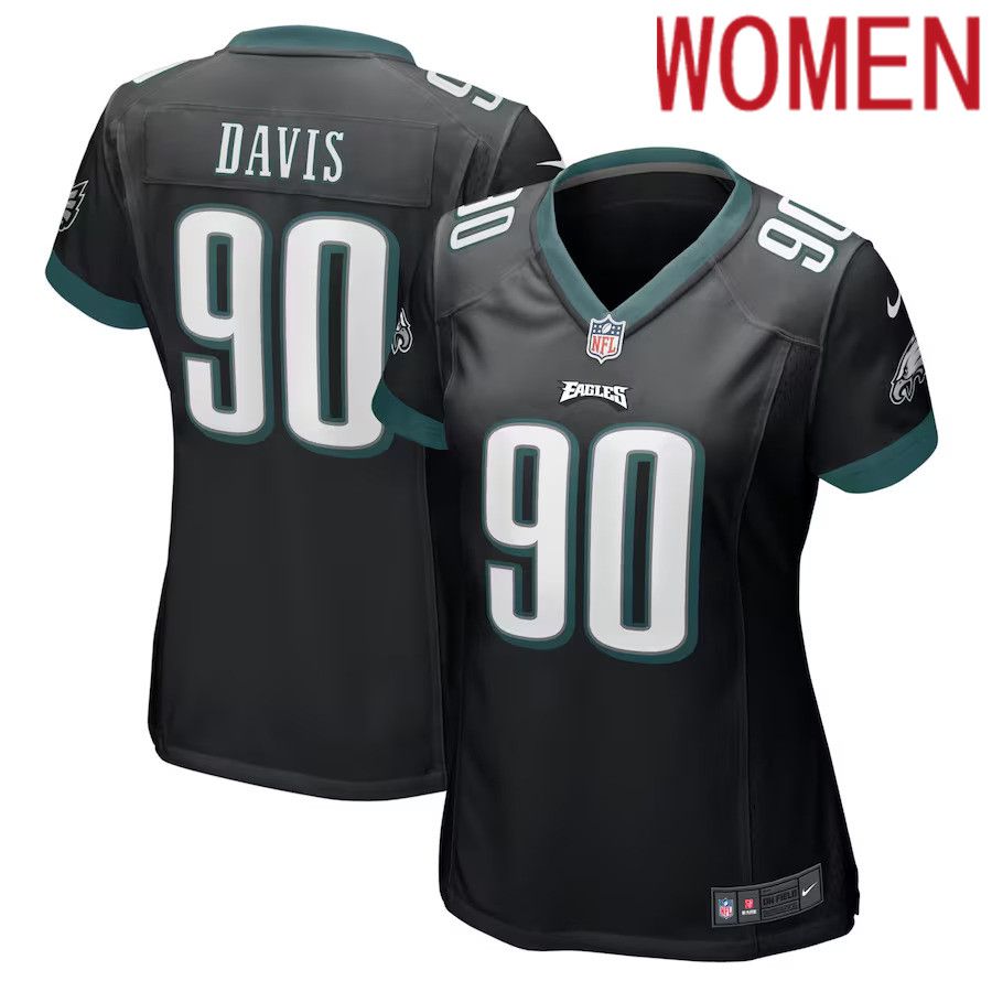 Women Philadelphia Eagles #90 Jordan Davis Nike Black Player Game NFL Jersey->women nfl jersey->Women Jersey